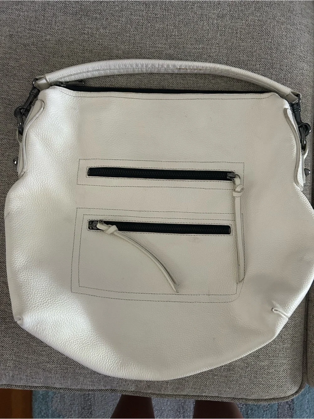 Botkier White Leather Zip Pocket Satchel